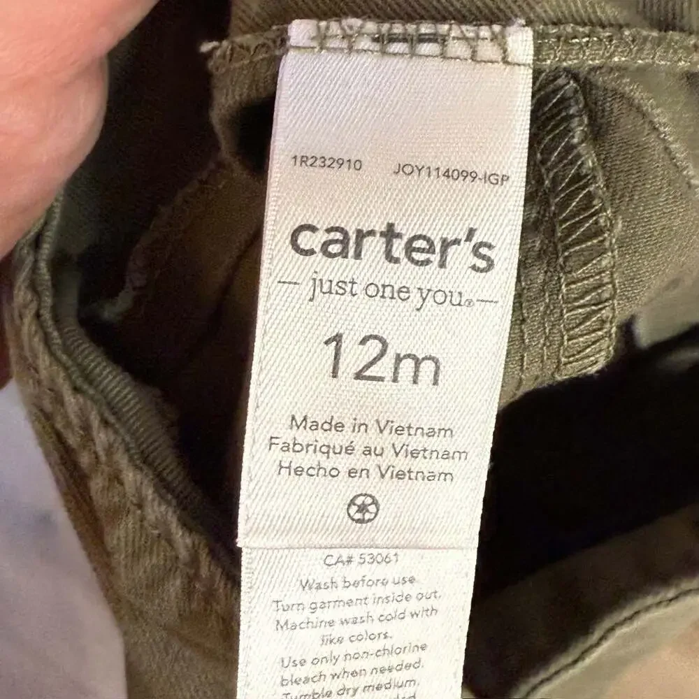 Carter's Just One You Olive Green Baby Overalls - Size 12M